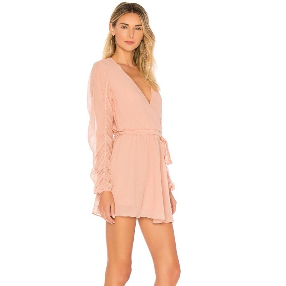 Revolve Tularosa Tawney Mini Wrap Dress in Pink Dusty Rose